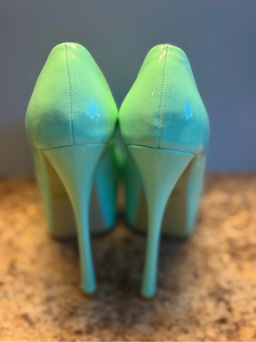 Mint Green Patent Platform Pumps - Women Shoes